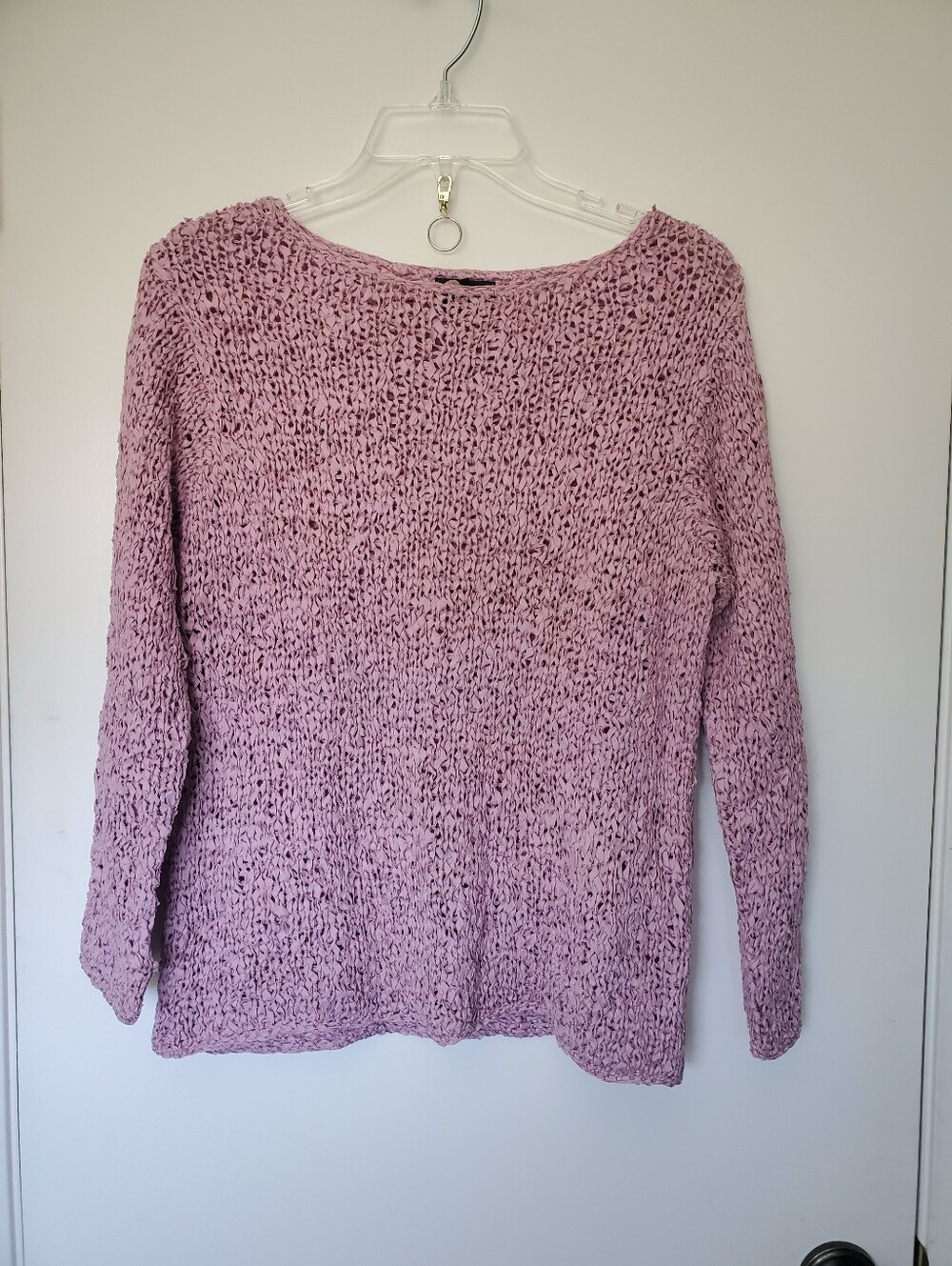 Vtg Sigrid Olsen Woman's Dusty Rose Silk Ribbon Open Crocheted Top Sz S Twee